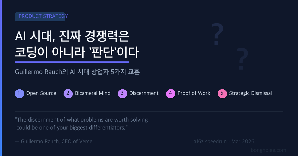 AI 시대, 진짜 경쟁력은 코딩이 아니라 '판단'이다 — Guillermo Rauch의 5가지 교훈